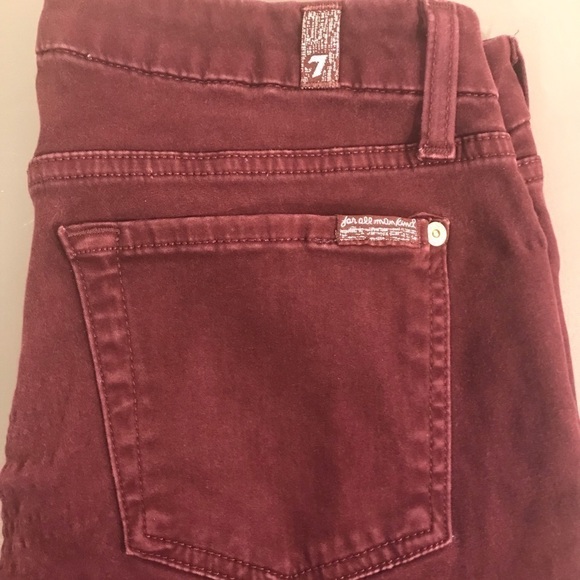 7 for all Mankind The slim Cigarette plum purple skinny denim jeans size 30 - Picture 11 of 12